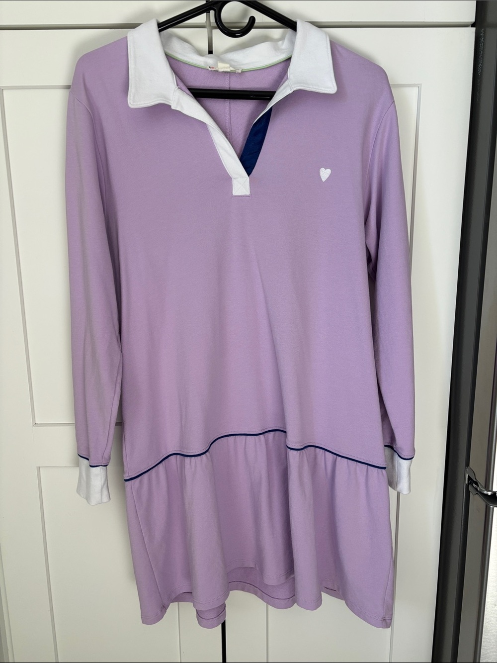 Roller Rabbit Lavender Long-Sleeve Polo Dress with Heart Detail